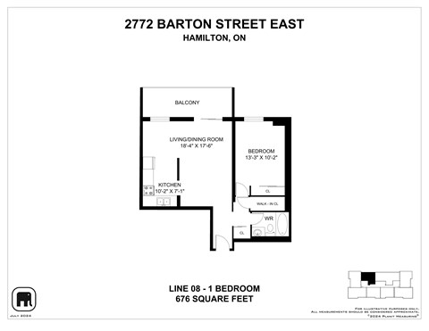 A black and white image of a floor plan for a property at 2772 Barton Street East, Hamilton, ON.